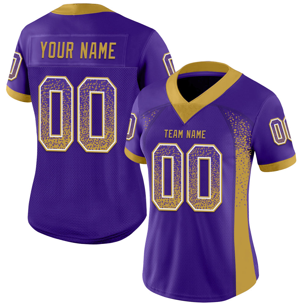 Custom Purple Old Gold-White Drift Fashion Football Jersey