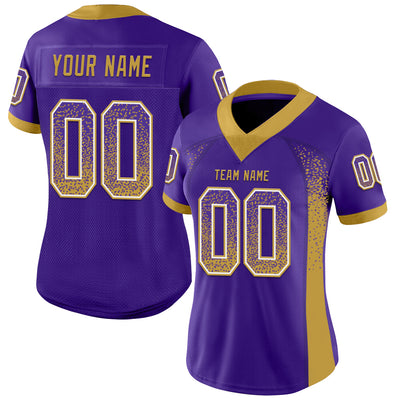 Custom Purple Old Gold-White Drift Fashion Football Jersey