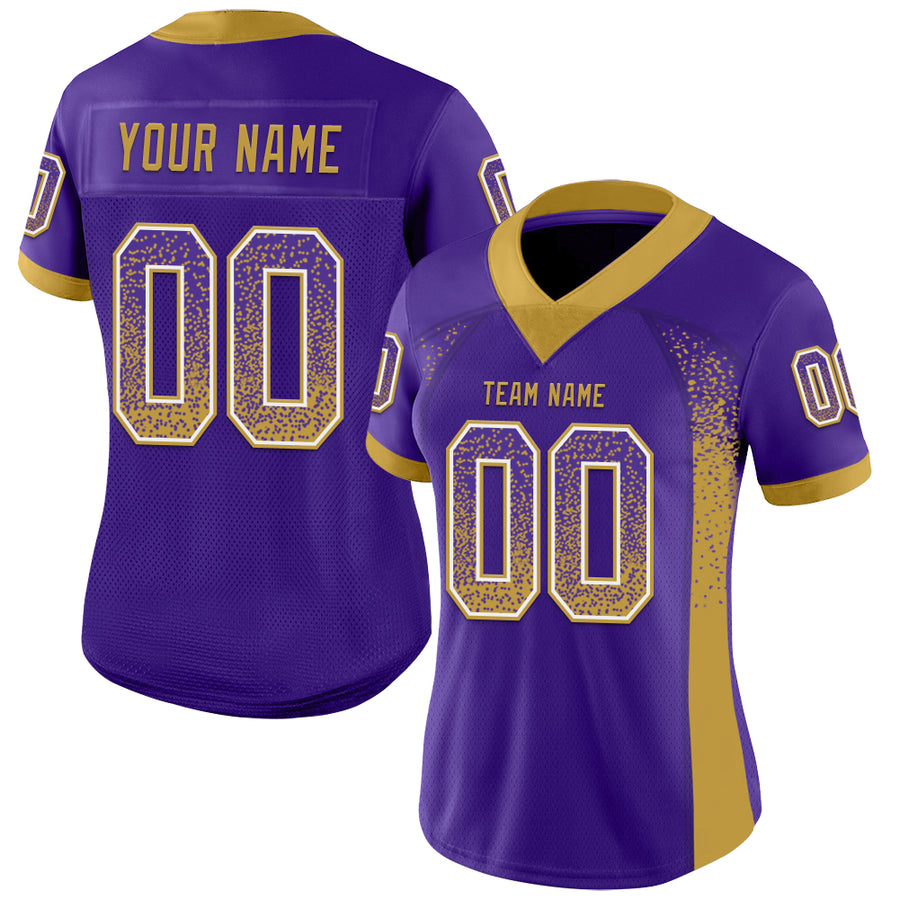 Custom Purple Old Gold-White Drift Fashion Football Jersey