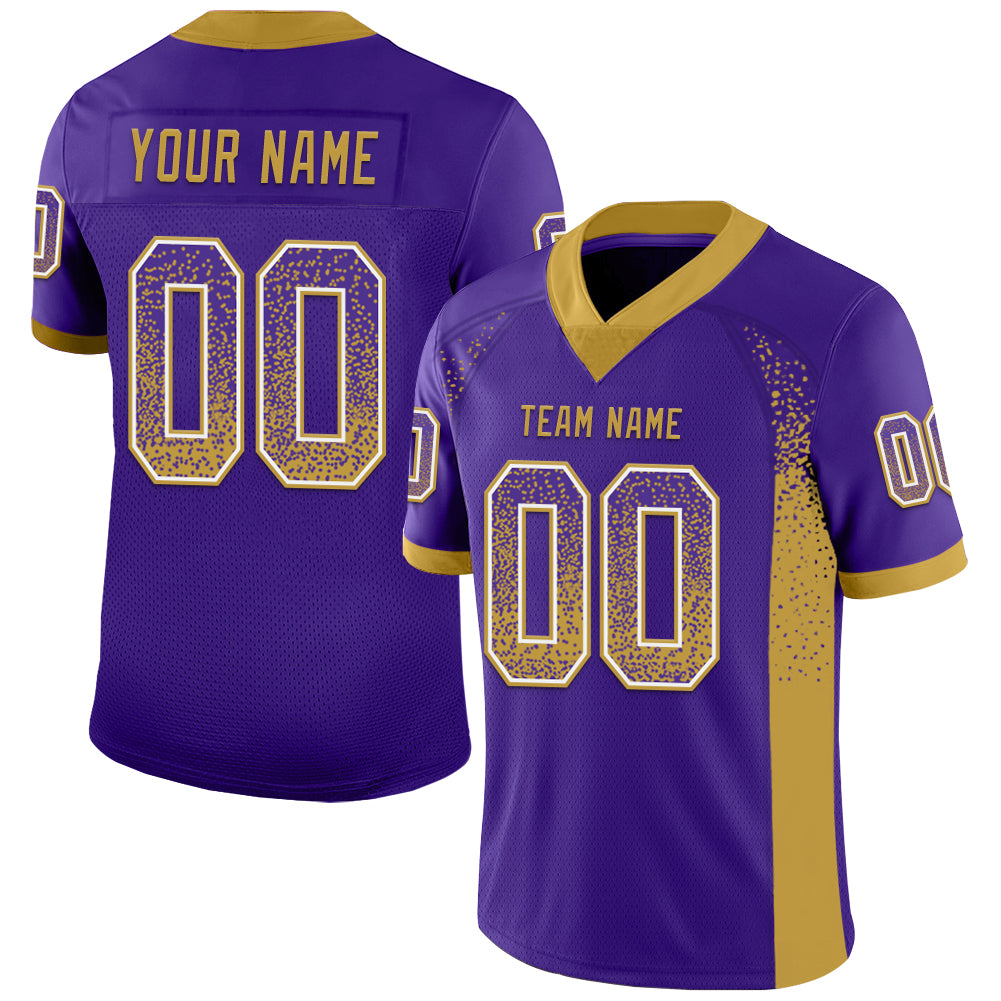 Custom Purple Old Gold-White Drift Fashion Football Jersey