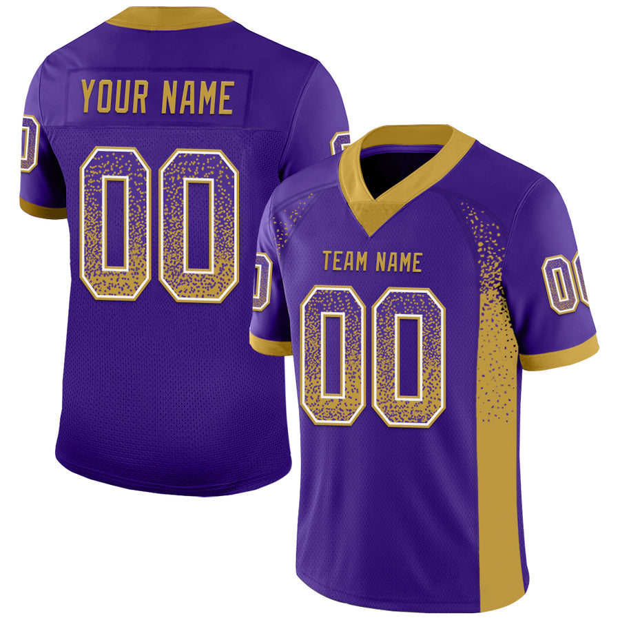 Custom Purple Old Gold-White Drift Fashion Football Jersey