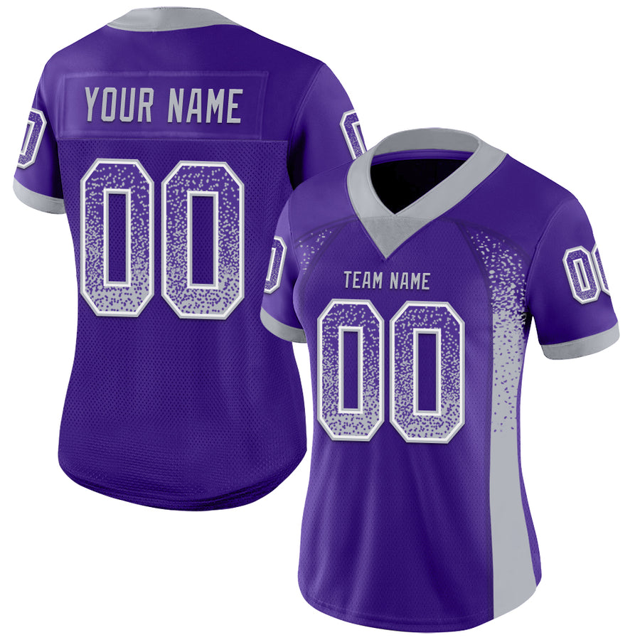 Custom Purple Gray-White Drift Fashion Football Jersey