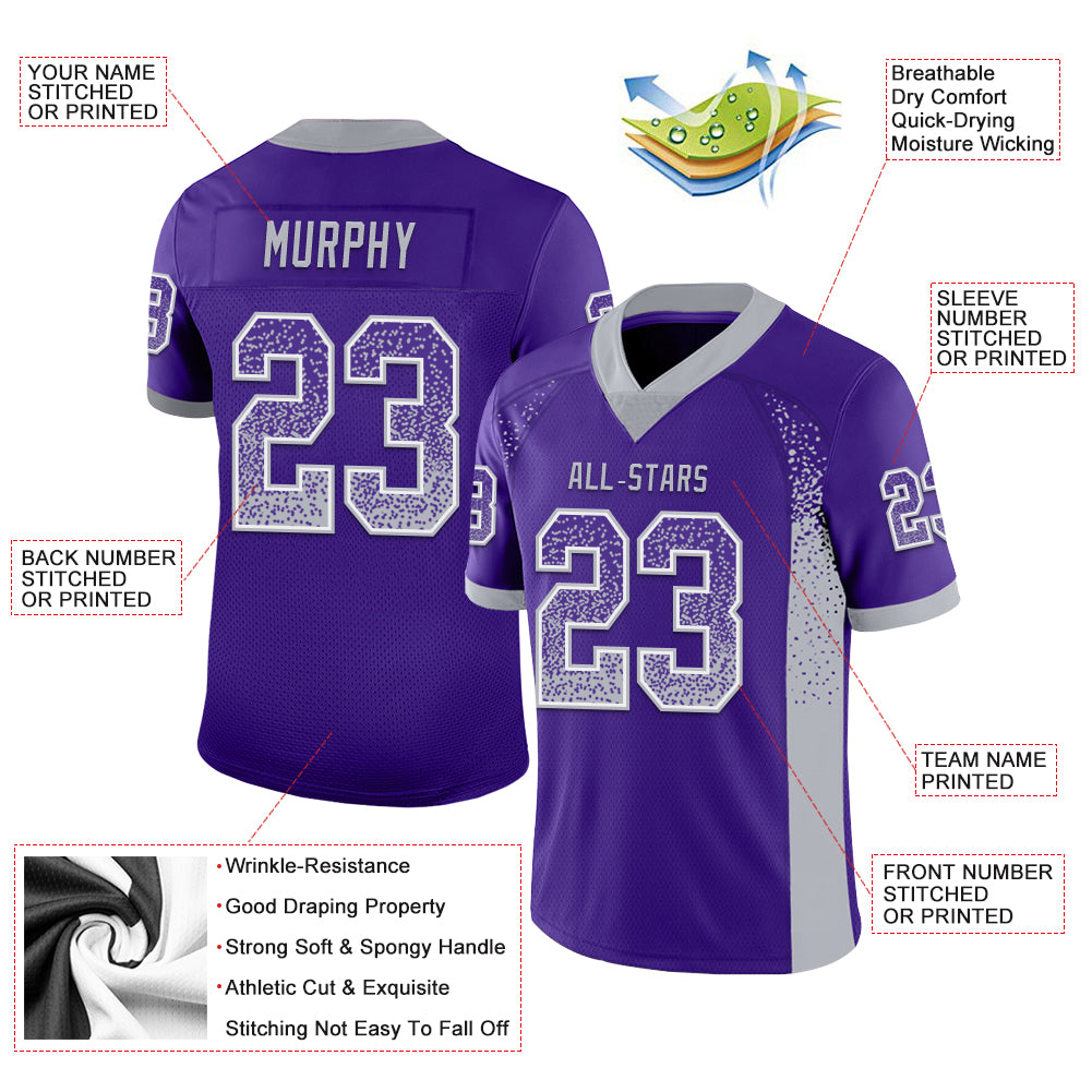 Custom Purple Gray-White Drift Fashion Football Jersey