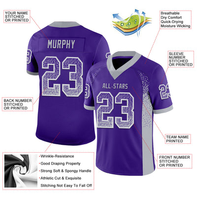 Custom Purple Gray-White Drift Fashion Football Jersey