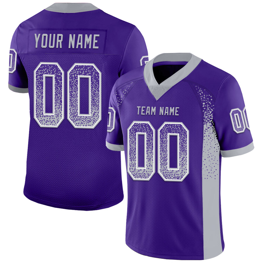 Custom Purple Gray-White Drift Fashion Football Jersey