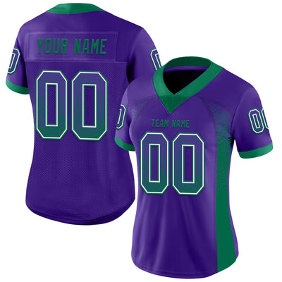 Custom Purple Kelly Green-White Drift Fashion Football Jersey