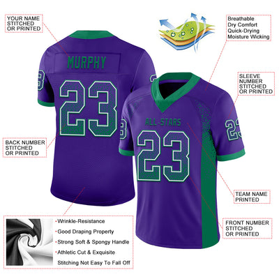 Custom Purple Kelly Green-White Drift Fashion Football Jersey