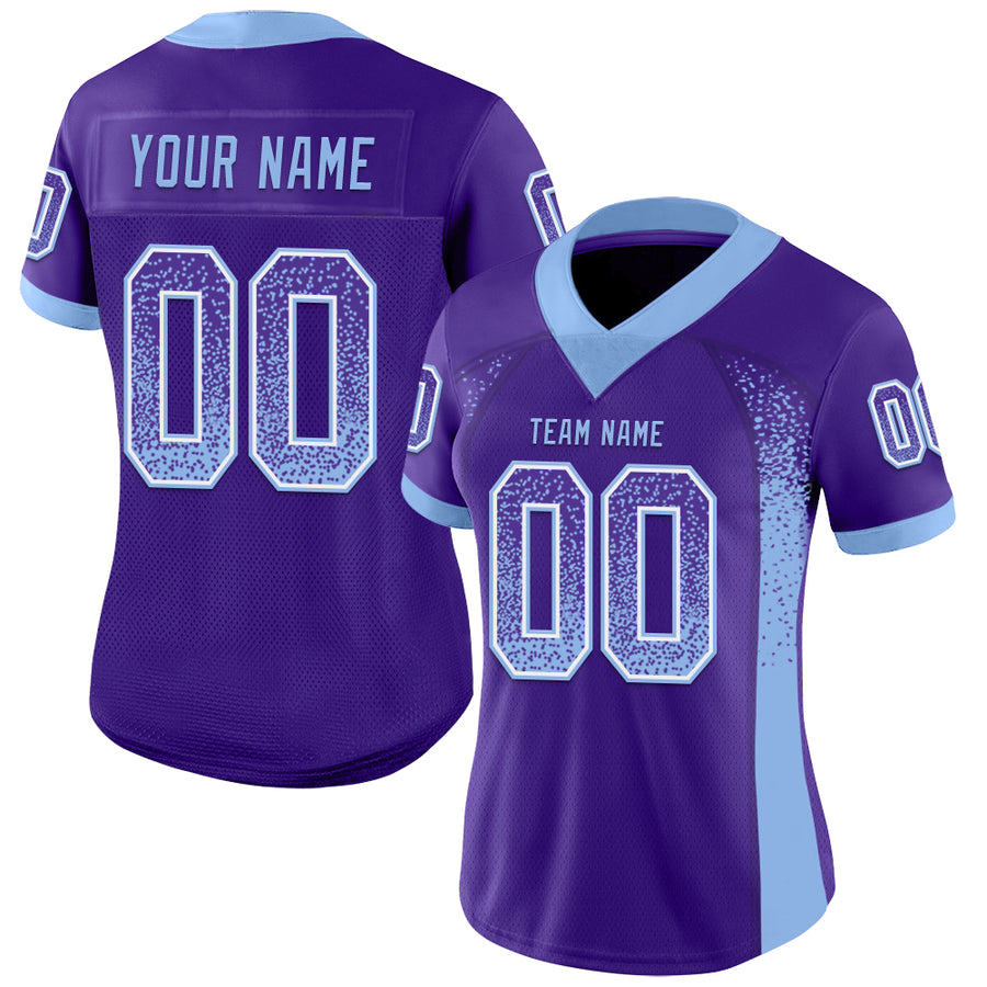 Custom Purple Light Blue-White Drift Fashion Football Jersey