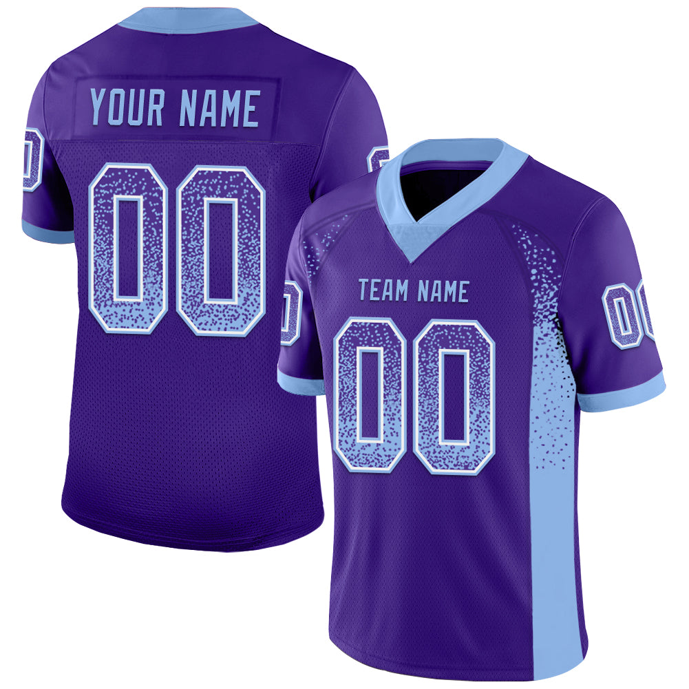 Custom Purple Light Blue-White Drift Fashion Football Jersey
