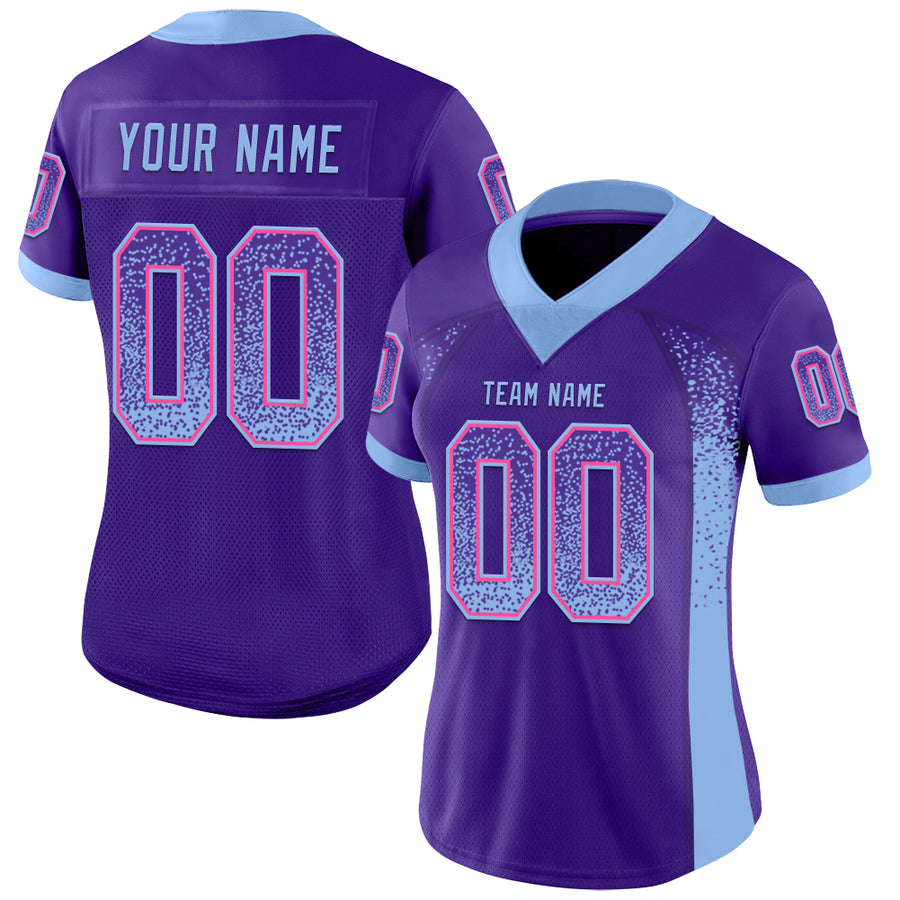 Custom Purple Light Blue-Pink Drift Fashion Football Jersey