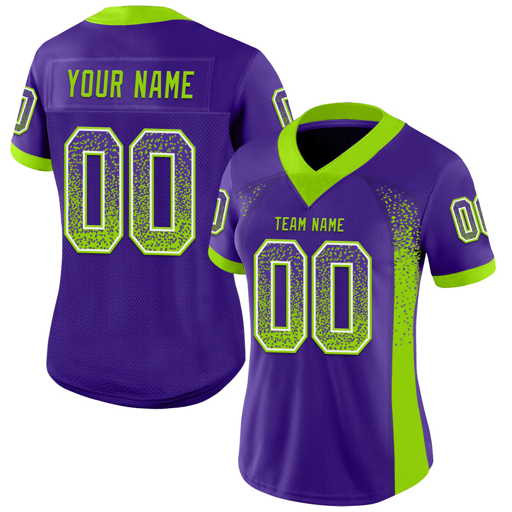 Custom Purple Neon Green-White Drift Fashion Football Jersey
