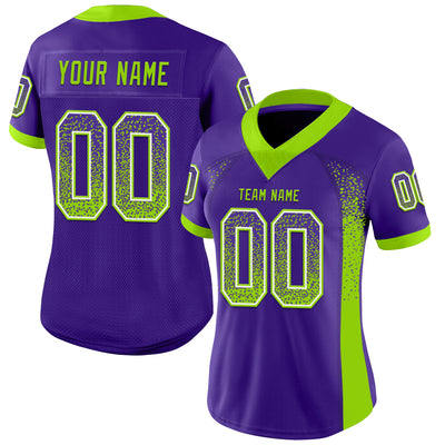 Custom Purple Neon Green-White Drift Fashion Football Jersey