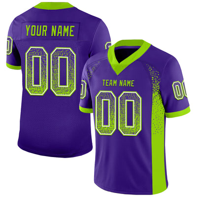 Custom Purple Neon Green-White Drift Fashion Football Jersey