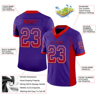 Custom Purple Red-White Drift Fashion Football Jersey