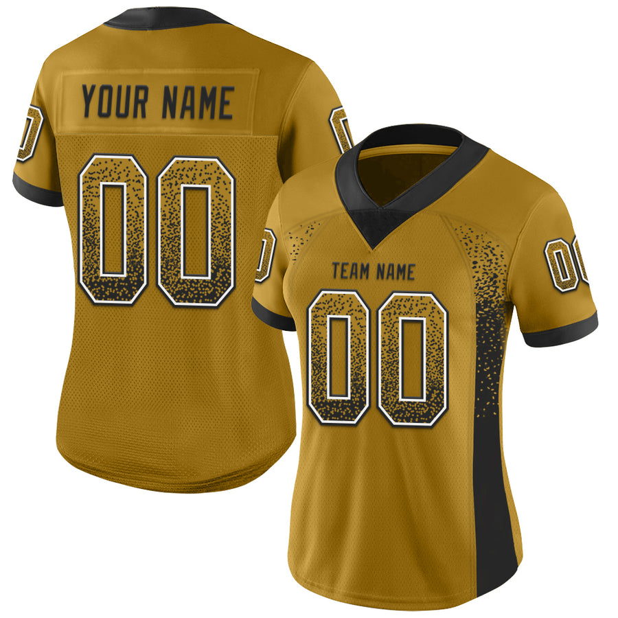 Custom Old Gold Black-White Drift Fashion Football Jersey