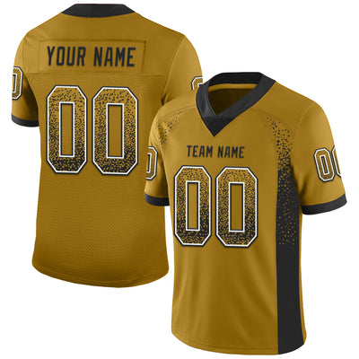 Custom Old Gold Black-White Drift Fashion Football Jersey