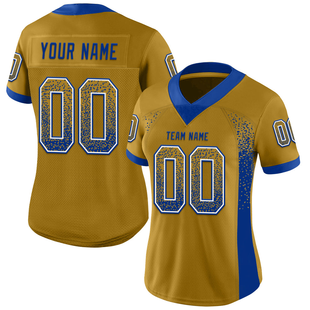 Custom Old Gold Royal-White Drift Fashion Football Jersey