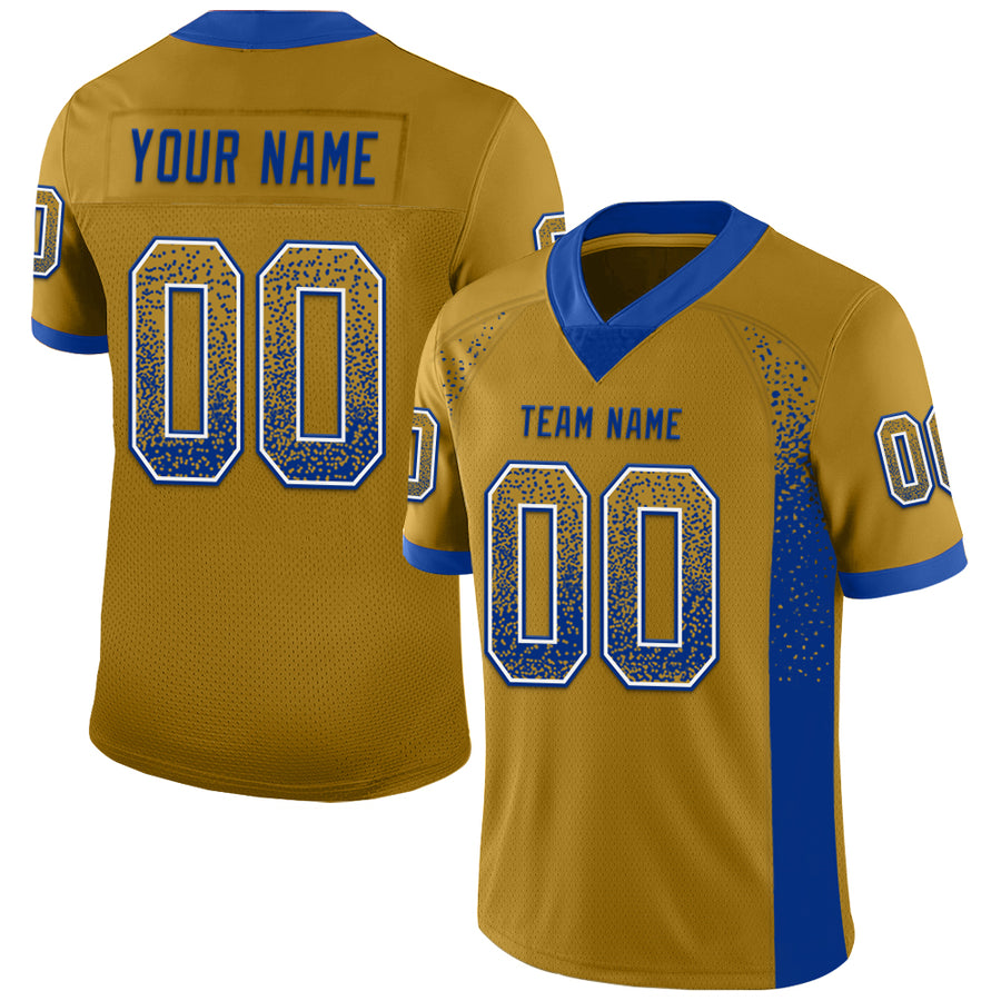 Custom Old Gold Royal-White Drift Fashion Football Jersey