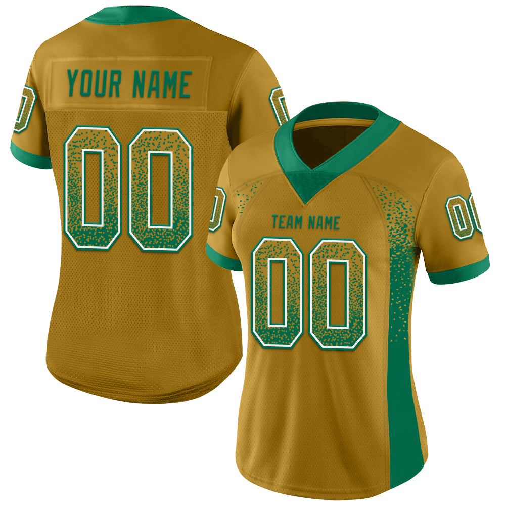 Custom Old Gold Kelly Green-White Drift Fashion Football Jersey