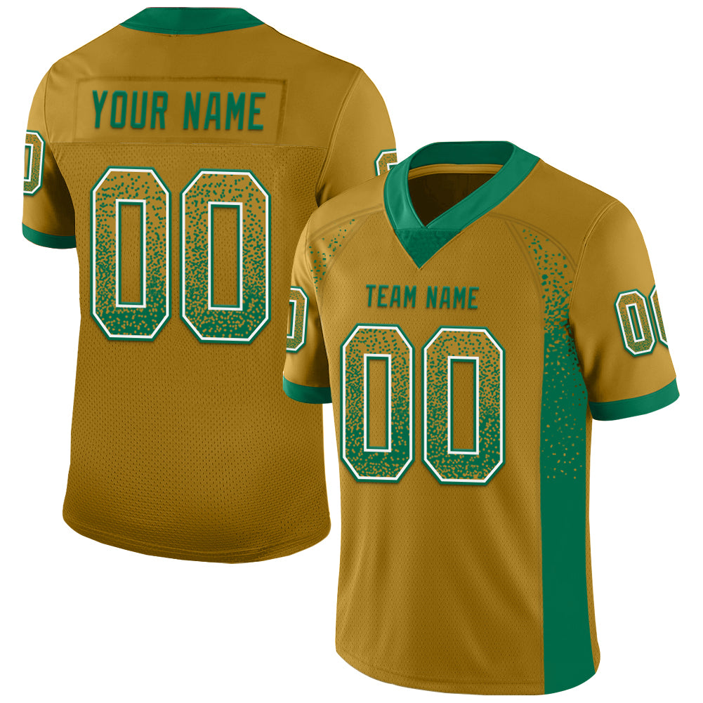 Custom Old Gold Kelly Green-White Drift Fashion Football Jersey