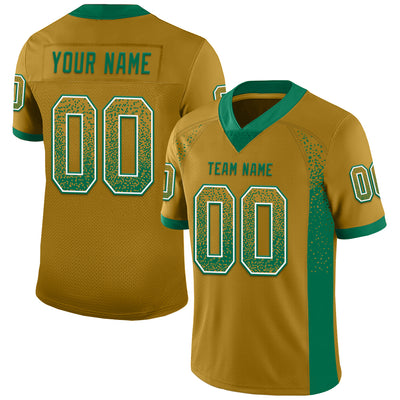 Custom Old Gold Kelly Green-White Drift Fashion Football Jersey