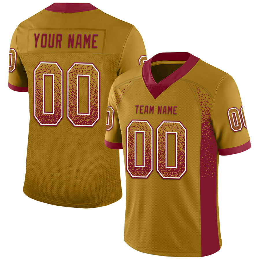Custom Old Gold Crimson-White Drift Fashion Football Jersey