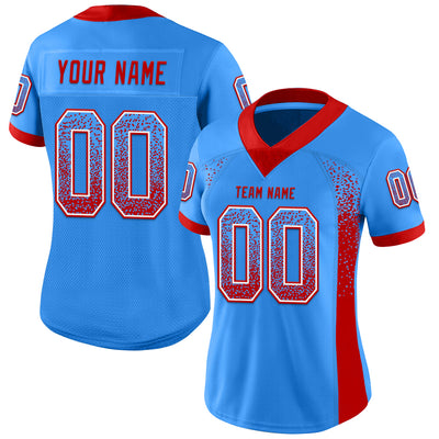 Custom Powder Blue Red-White Drift Fashion Football Jersey