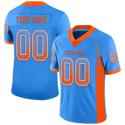 Custom Powder Blue Orange-White Drift Fashion Football Jersey