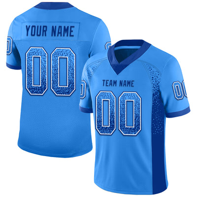 Custom Powder Blue Royal-White Drift Fashion Football Jersey