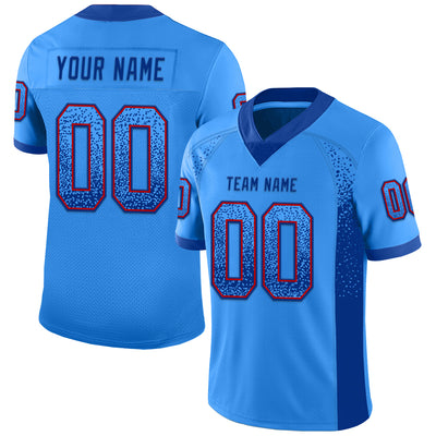 Custom Powder Blue Royal-Red Drift Fashion Football Jersey
