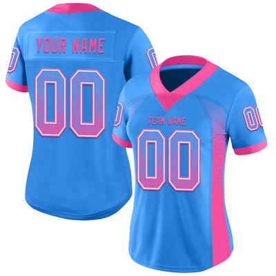 Custom Powder Blue Pink-White Drift Fashion Football Jersey