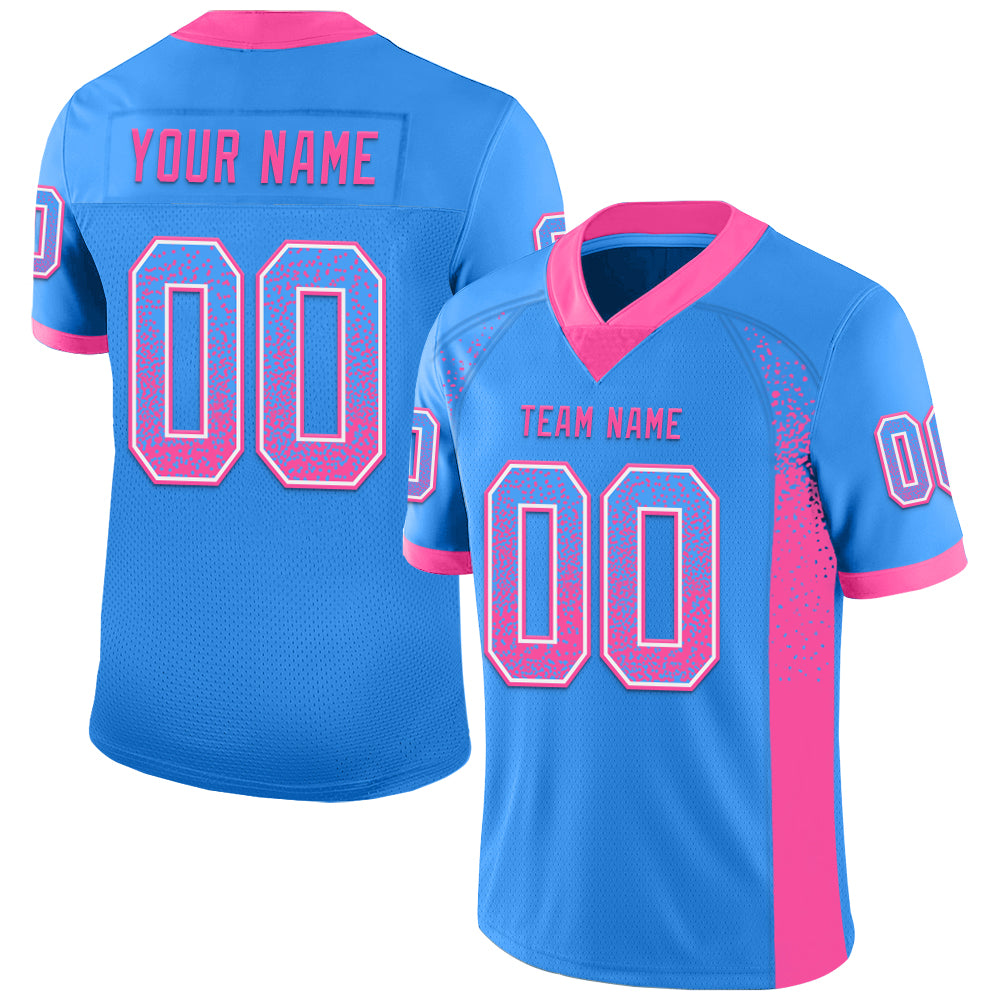 Custom Powder Blue Pink-White Drift Fashion Football Jersey