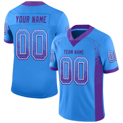 Custom Powder Blue Purple-White Drift Fashion Football Jersey