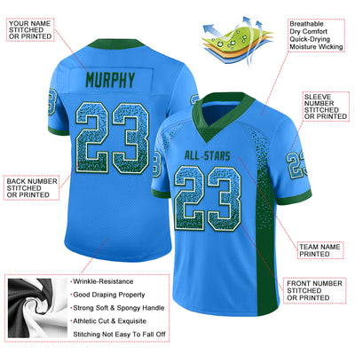 Custom Powder Blue Green-White Drift Fashion Football Jersey