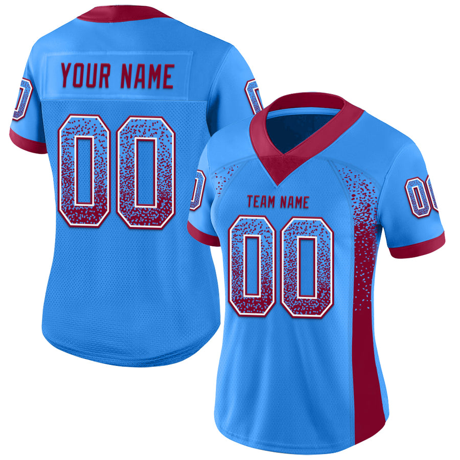 Custom Powder Blue Maroon-White Drift Fashion Football Jersey