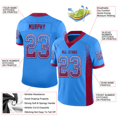 Custom Powder Blue Maroon-White Drift Fashion Football Jersey