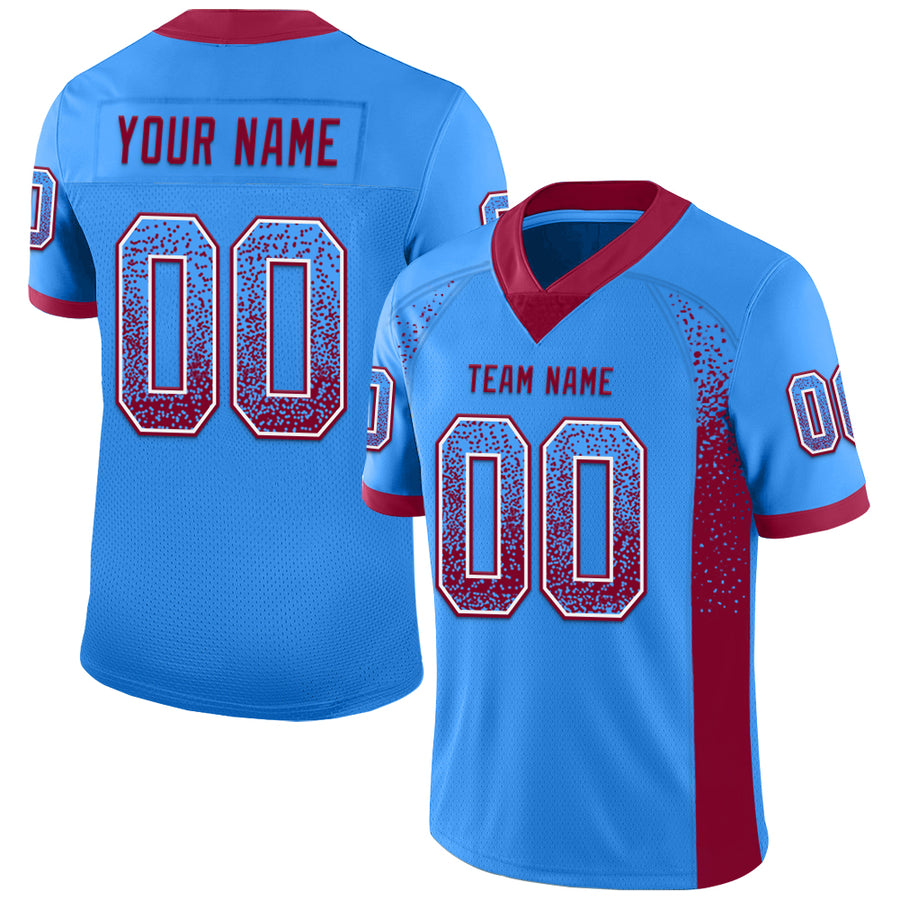 Custom Powder Blue Maroon-White Drift Fashion Football Jersey