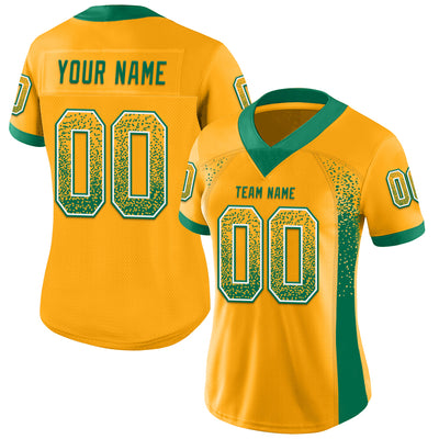 Custom Gold Kelly Green-White Drift Fashion Football Jersey