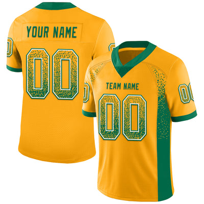 Custom Gold Kelly Green-White Drift Fashion Football Jersey