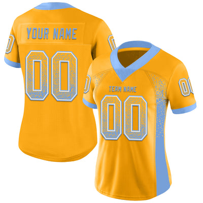 Custom Gold Powder Blue-White Drift Fashion Football Jersey