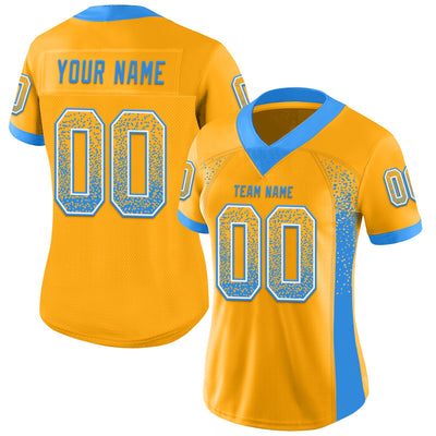 Custom Gold Powder Blue-White Drift Fashion Football Jersey