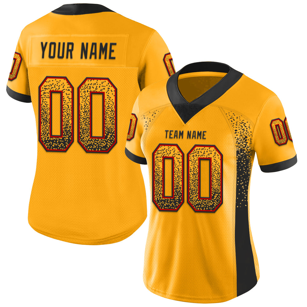 Custom Gold Black-Red Drift Fashion Football Jersey