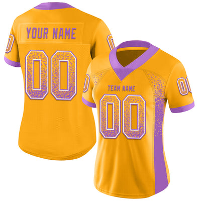 Custom Gold Medium Purple-White Drift Fashion Football Jersey