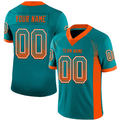 Custom Teal Orange-White Drift Fashion Football Jersey