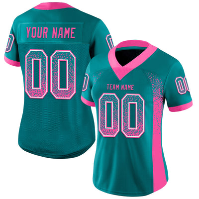 Custom Teal Pink-White Drift Fashion Football Jersey