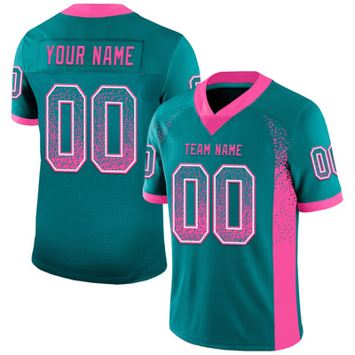 Custom Teal Pink-White Drift Fashion Football Jersey