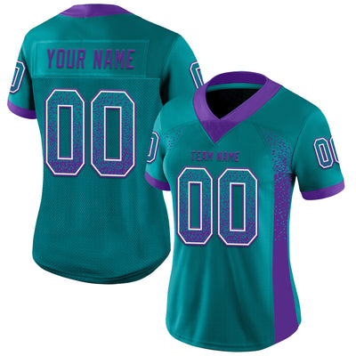 Custom Teal Purple-White Drift Fashion Football Jersey