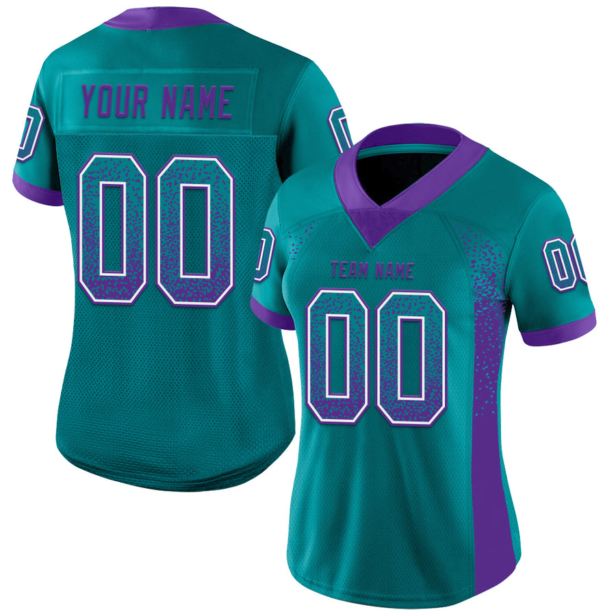 Custom Teal Purple-White Drift Fashion Football Jersey