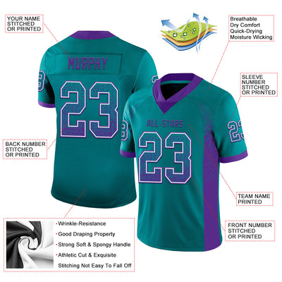 Custom Teal Purple-White Drift Fashion Football Jersey