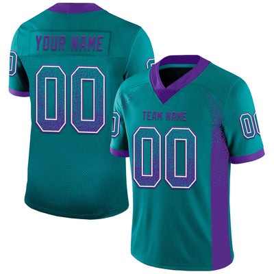 Custom Teal Purple-White Drift Fashion Football Jersey